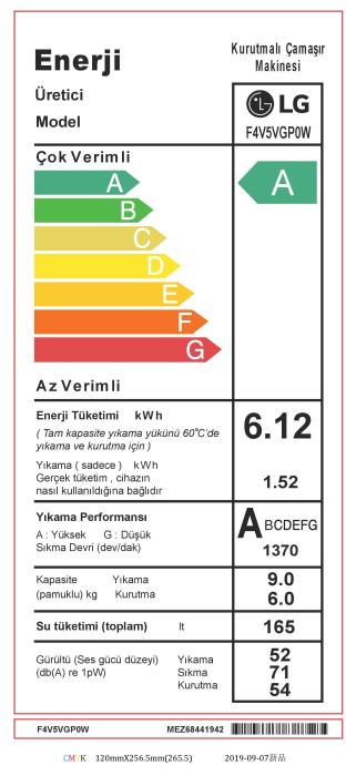 LG F4V5VGP0W 9 Kg / 6 Kg Beyaz Kurutmalı Çamaşır Makinesi